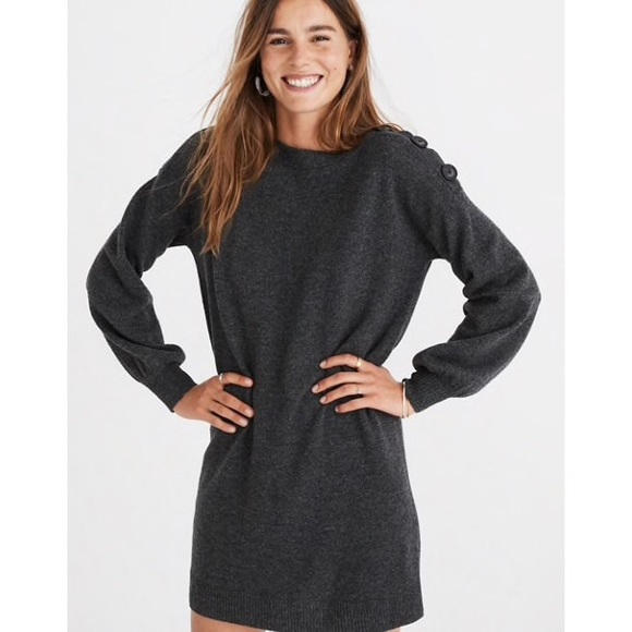 Madewell Dresses & Skirts - Madewell Boatneck Button-Shoulder Sweater-Dress